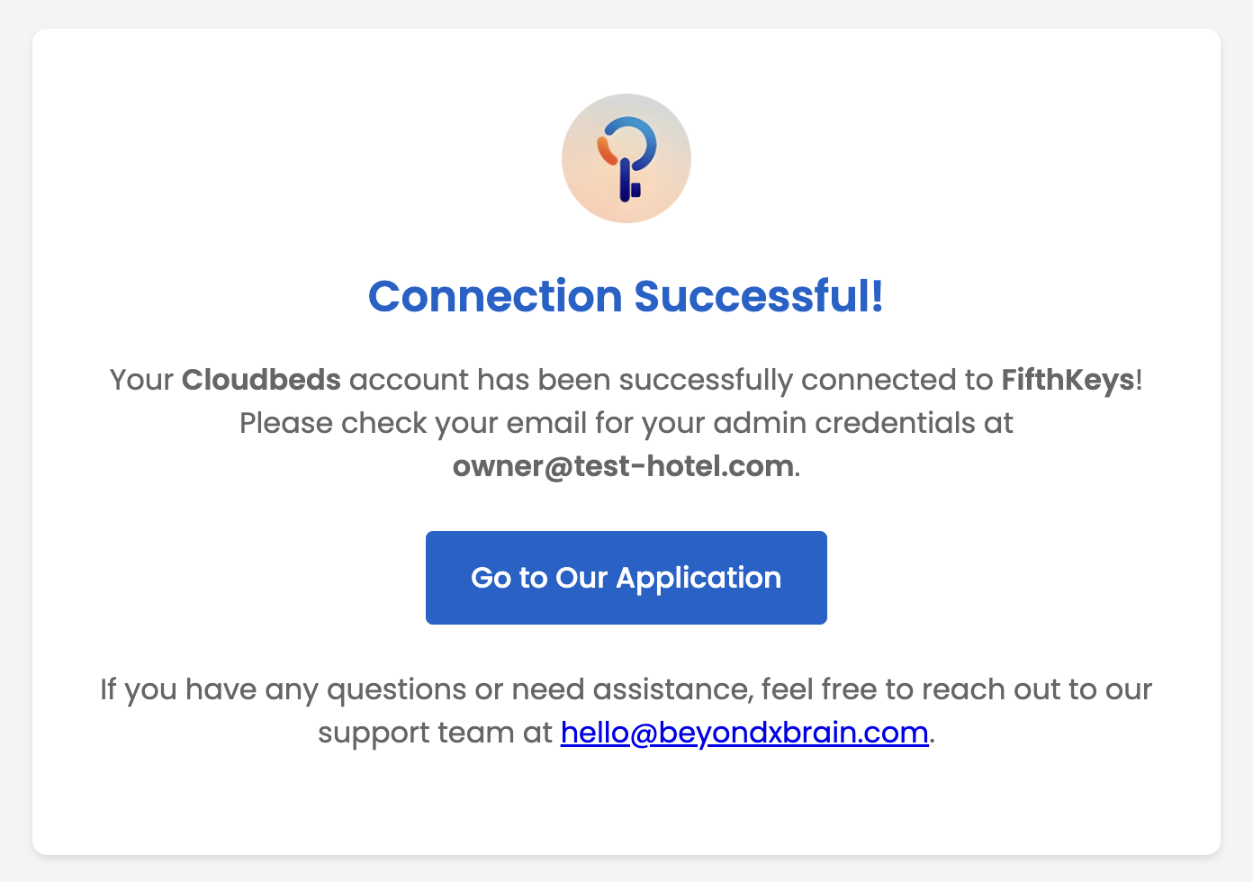 Cloudbeds connection successful