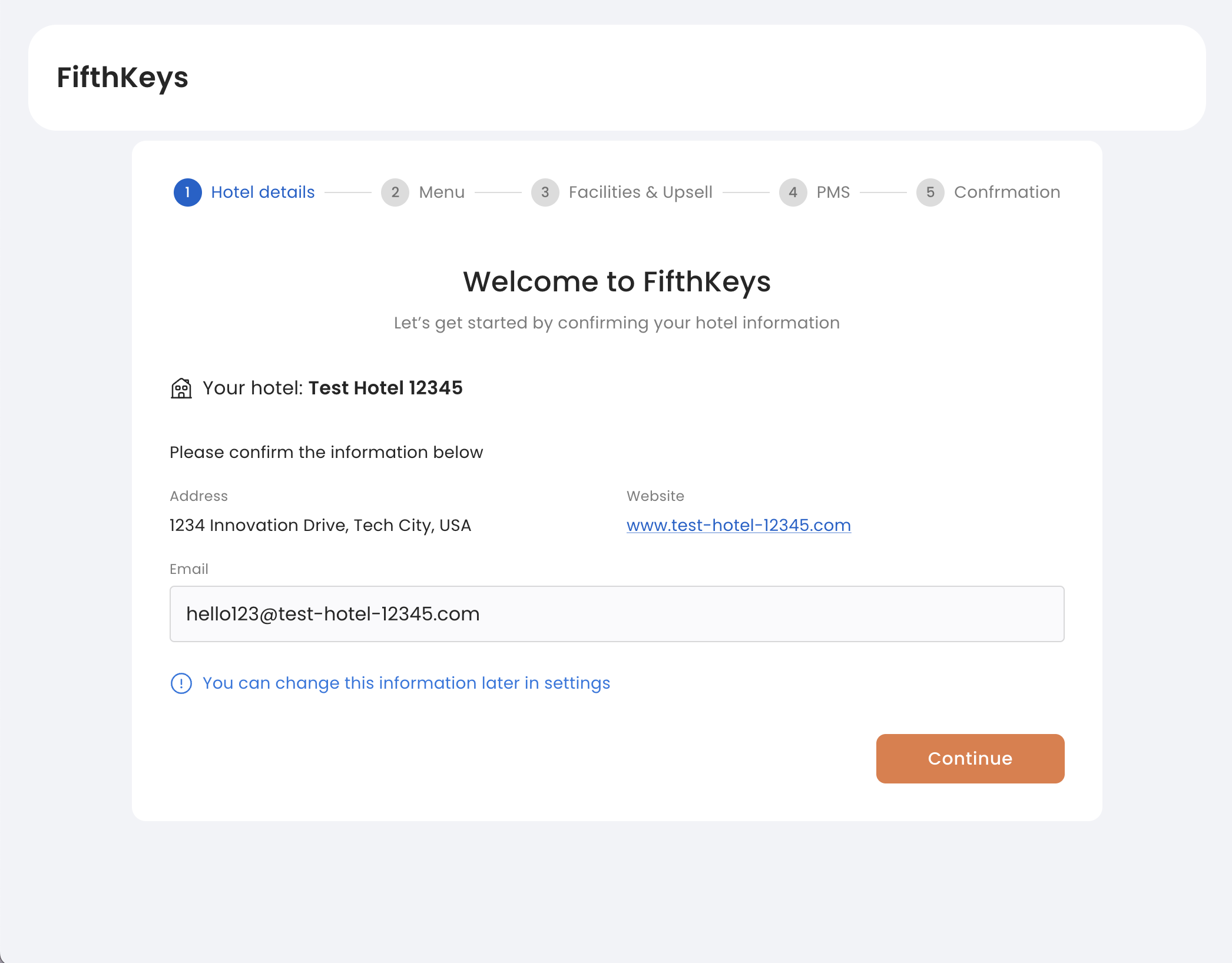 FifthKeys onboarding flow
